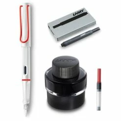 Lamy - Safari White & Red Fountain Pen Gift Set 4pce