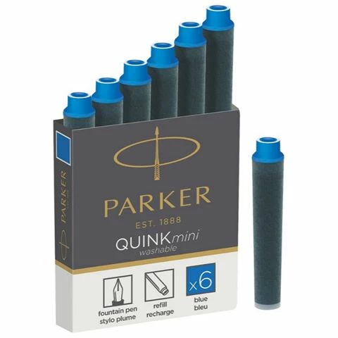 Parker - Cartridge Quink Short Blue Set 6pce 3 Parker - Cartridge Quink Short Blue Set 6pce