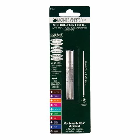 Monteverde - Mini Ballpoint Refill Pack 4pce Black 3 Monteverde - Mini Ballpoint Refill Pack 4pce Black
