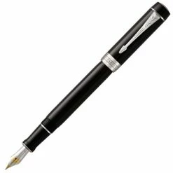 Parker - Duofold Classic Fountain Pen Black Chrome Trim Med