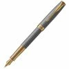 Parker - Sonnet Ciselé Silver Fountain Pen W/Gold Trim -Pens and Writing shop 177573 Large