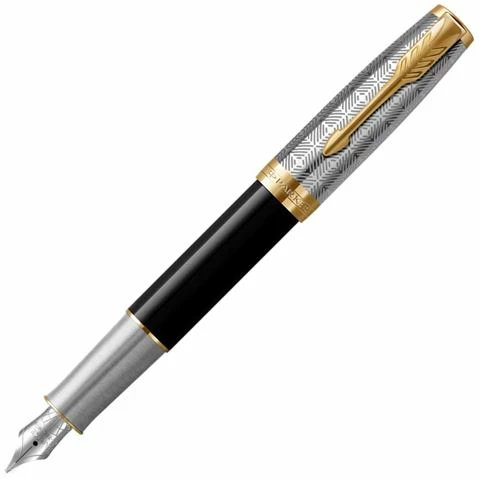 Parker - Sonnet Metal & Black Lacquer GT Fountain Pen Med 3 Parker - Sonnet Metal & Black Lacquer GT Fountain Pen Med