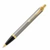 Parker - IM Brushed Metal Gold Trim Click Action Ballpoint -Pens and Writing shop 177594 Large