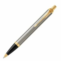 Parker - IM Brushed Metal Gold Trim Click Action Ballpoint