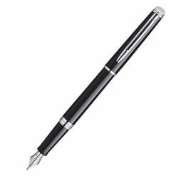 Waterman - Hémisphère Black Fountain Pen Chrome Trim Med