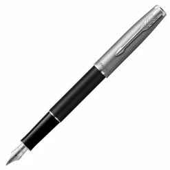 Parker - Sonnet Essentials Black Lacquer Fountain Pen W/Chrome Trim & Fine Nib