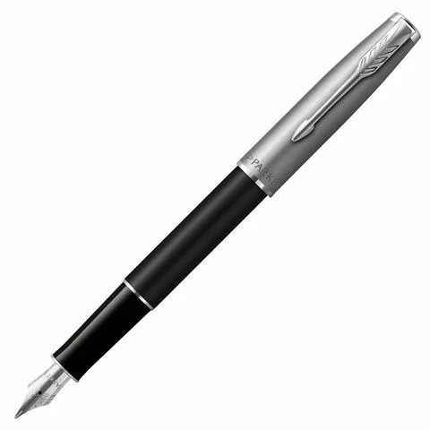 Parker - Sonnet Essentials Black Lacquer Fountain Pen W/Chrome Trim & Fine Nib 3 Parker - Sonnet Essentials Black Lacquer Fountain Pen W/Chrome Trim & Fine Nib