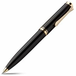 Pelikan - 600 Black Ballpoint Pen With Gold Trim