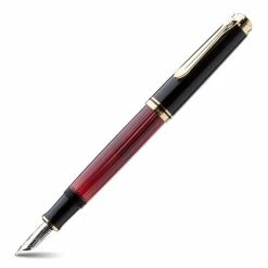 Pelikan - 600 Black & Red Medium Nib Fountain Pen