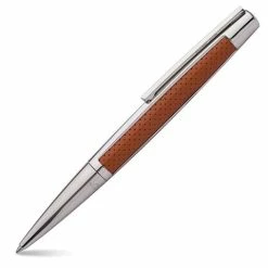 Dupont - Defi Ballpoint Pen Brown Leather & Palladium