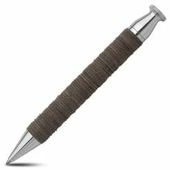 E+M Holzprodukte E+M - Ballpoint Pen Nickel Plated Leather Mocca