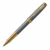 Parker - Sonnet Cisele Silver Gold Trim Rollerball Pen -Pens and Writing shop 574273 Large