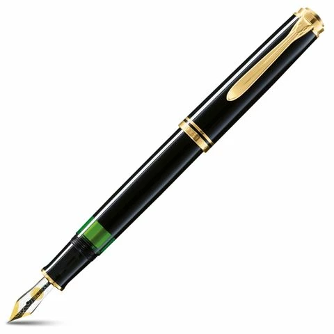 Pelikan - 600 Black Fine Nib Fountain Pen With Gold Trim 3 Pelikan - 600 Black Fine Nib Fountain Pen With Gold Trim