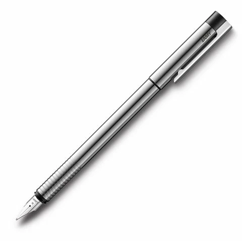 Lamy - Logo Stainless Steel & Black Fountain Pen Medium Nib 3 Lamy - Logo Stainless Steel & Black Fountain Pen Medium Nib