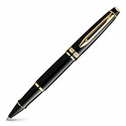 Waterman - Expert Black Rollerball Pen With Gold Trim